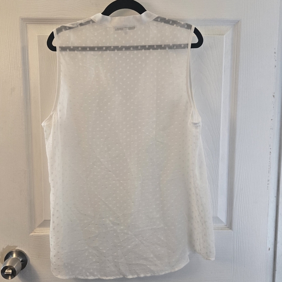 SALE!! Daniel Rainn Sheer White Sleeveless Top - Picture 7 of 10